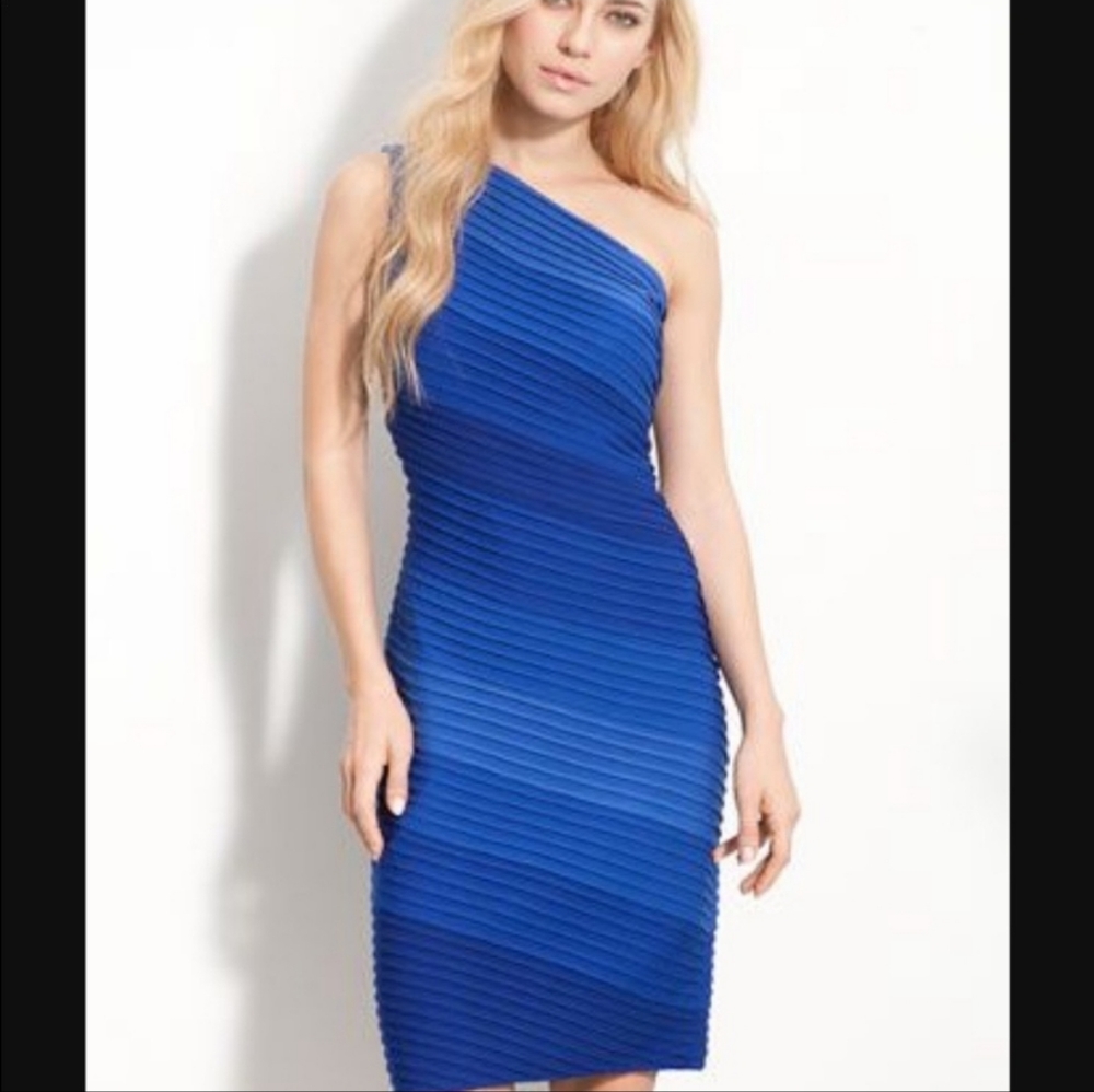 Tadashi Shoji One Shoulder‎ Blur Ombre Mini Dress size M